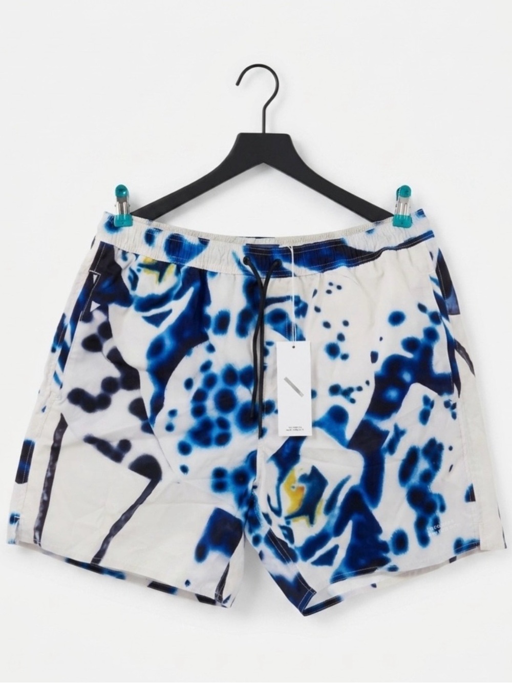 Saturdays NYC Timothy Dossy Swim Trunks Ivory Blue Print NWT Mens Size XL
